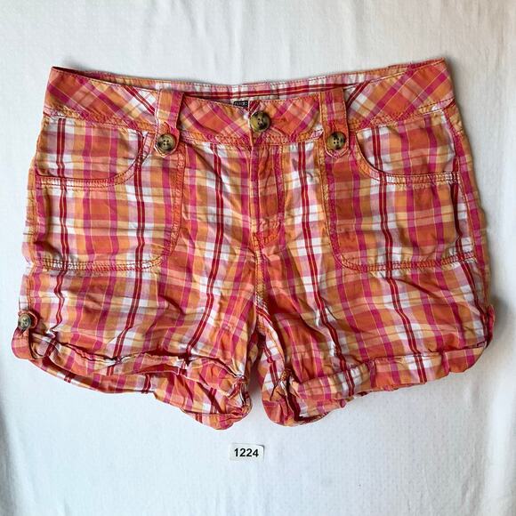 Faded Glory Women’s Checked Shorts size 8, Orange & Pink - Picture 1 of 9